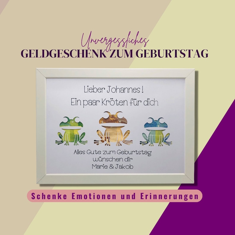 Geldgeschenk zum Geburtstag, Bilderrahmen Geldgeschenk