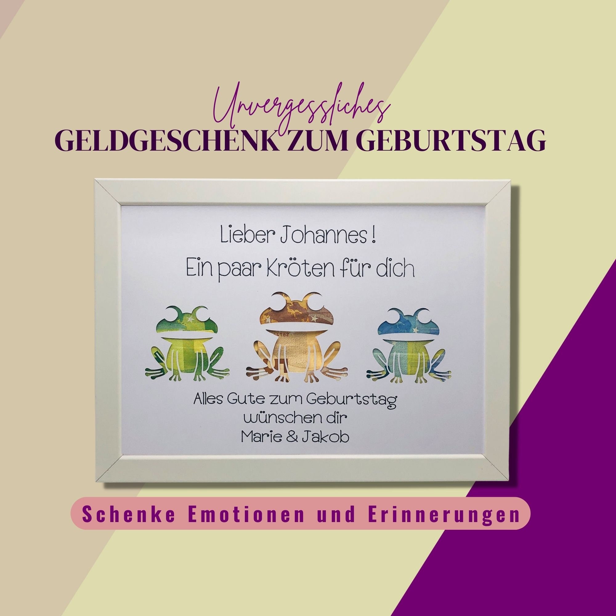 Geldgeschenk zum Geburtstag, Bilderrahmen Geldgeschenk