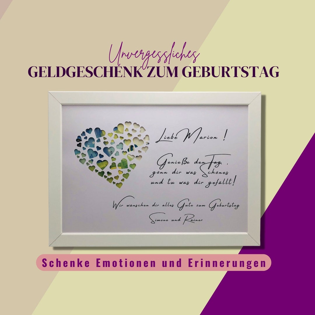Geldgeschenk zum Geburtstag, Wunscherfüller, Bilderrahmen Geldgeschenk