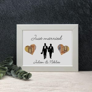 Geldgeschenk gleichgeschlechtliche Ehe personalisiert, Geschenk für zwei Männer, personalisiertes Geschenk für schwules Paar zur Hochzeit