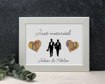 Personalized money gift for same-sex marriage, gift for two men, personalized wedding gift for gay couples