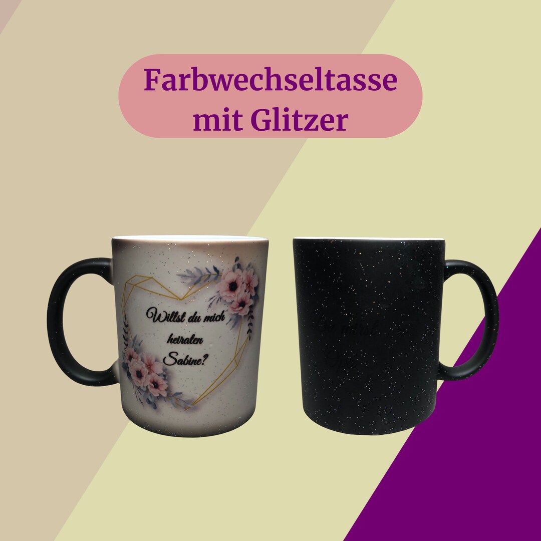 Magic Cup do You Want to Marry Me Color Changing Cup With Glitter