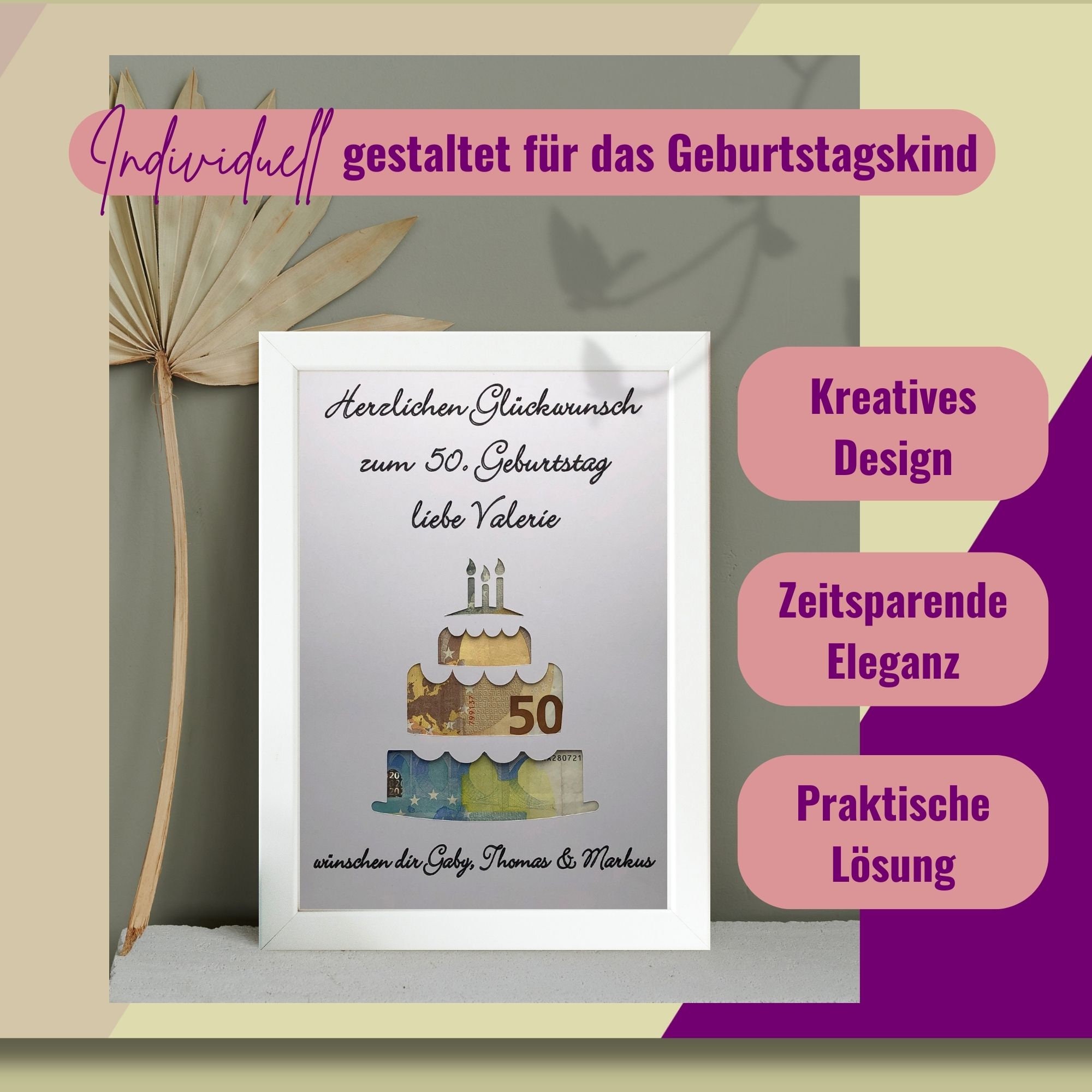 Geldgeschenk runder Geburtstag Geld verschenken im Etsy.de