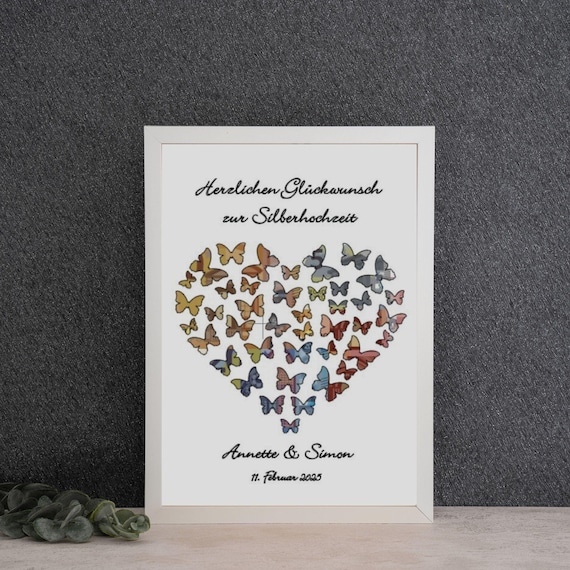 Geldgeschenk Silberhochzeit, Geschenk zur silbernen Hochzeit personalisiert, Silberhochzeit Glückwünsche zum 25 Hochzeitstag