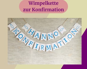 Girlande Konfirmation, personalisierte Girlande, Banner Konfirmation, Deko Konfirmation Junge, Girlanden, Fahnen & Wimpel, Wimpelkette