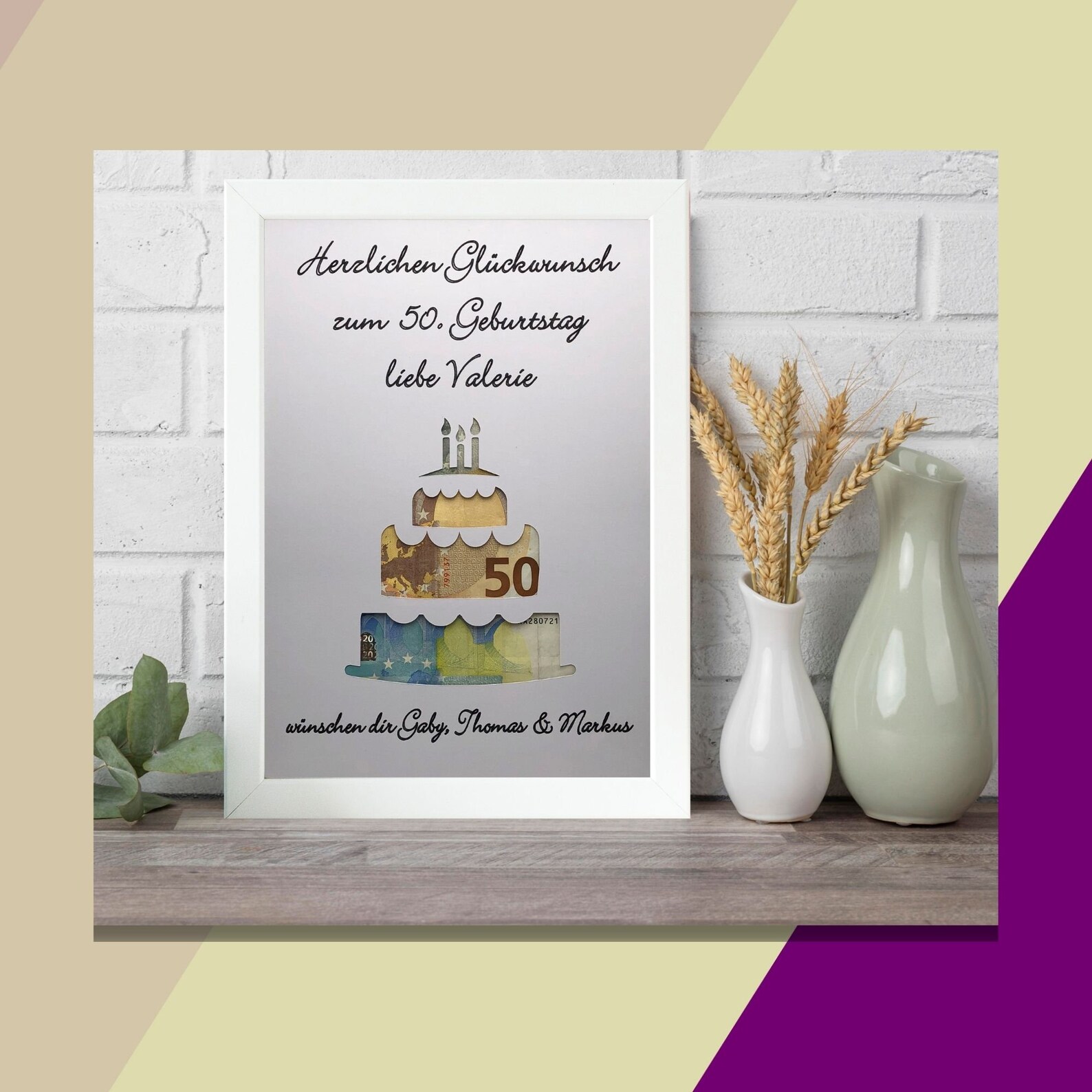 Geldgeschenk runder Geburtstag Geld verschenken im Etsy.de