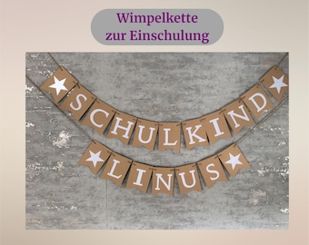 Girlande zur Einschulung, personalisierte Girlande, Banner Einschulung, Deko Einschulung, Wimpelkette mit Namen, Deko Schulanfang