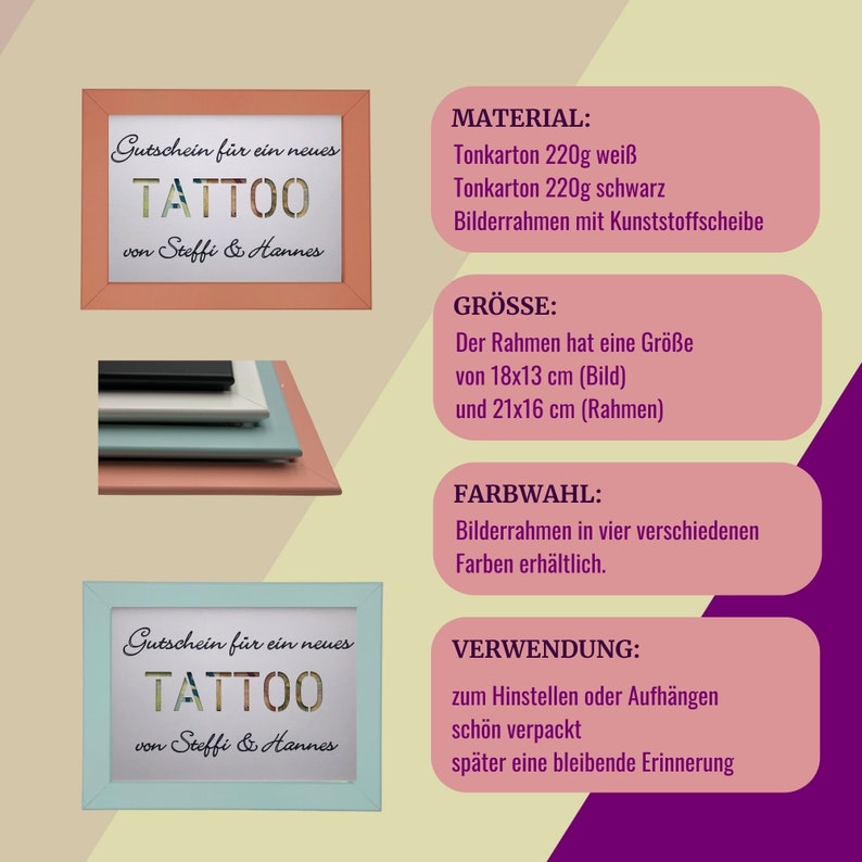 Geldgeschenk Geburtstag personalisiert , Geld für Tattoo verschenken, Geldgeschenk für Tattoo, Tattoo Geld verschenken Bild 5