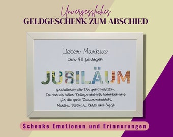 Geldgeschenk zum Jubiläum, originelles Geldgeschenk zum Jubiläum, Geschenk Betriebsjubiläum, Mitarbeitergeschenke Jubiläum