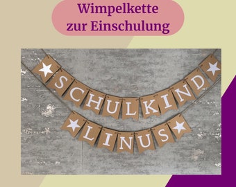 Girlande zur Einschulung, personalisierte Girlande, Banner Einschulung, Deko Einschulung, Wimpelkette mit Namen, Deko Schulanfang