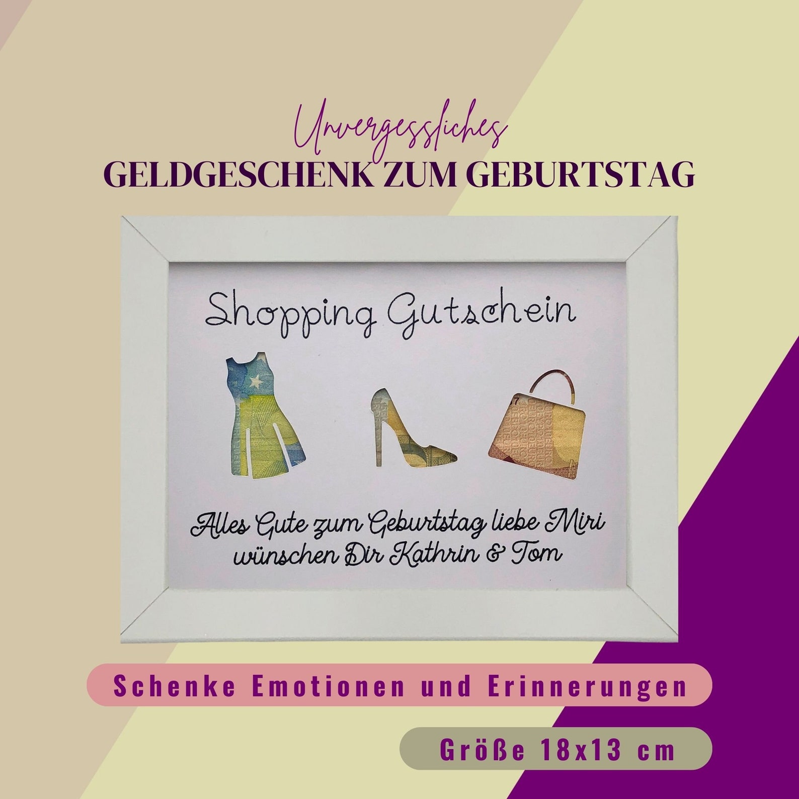 Geldgeschenk Geburtstag, Gutschein zum Shoppen, Geschenk für die Frau