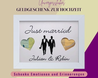 Geldgeschenk gleichgeschlechtliche Ehe personalisiert, Geschenk für zwei Männer, personalisiertes Geschenk für schwules Paar zur Hochzeit