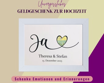 Geldgeschenk Hochzeit personalisiert, Geld verschenken Hochzeit, Geldgeschenkverpackung, Gutschein zur Hochzeit, Glückwünsche Hochzeit