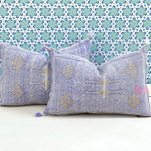YAKITI-Light Purple Square Moroccan Pillows,Aka Cactus Silk pillow,Decorative pillows,Sabra pillows,Moroccan decor  Designer CACTUS
