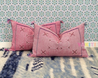 YAKITI-Pink Silk Moroccan Pillows,Aka Cactus Silk pillow,Decorative pillows,Sabra pillows,Moroccan decor Designer CACTUS