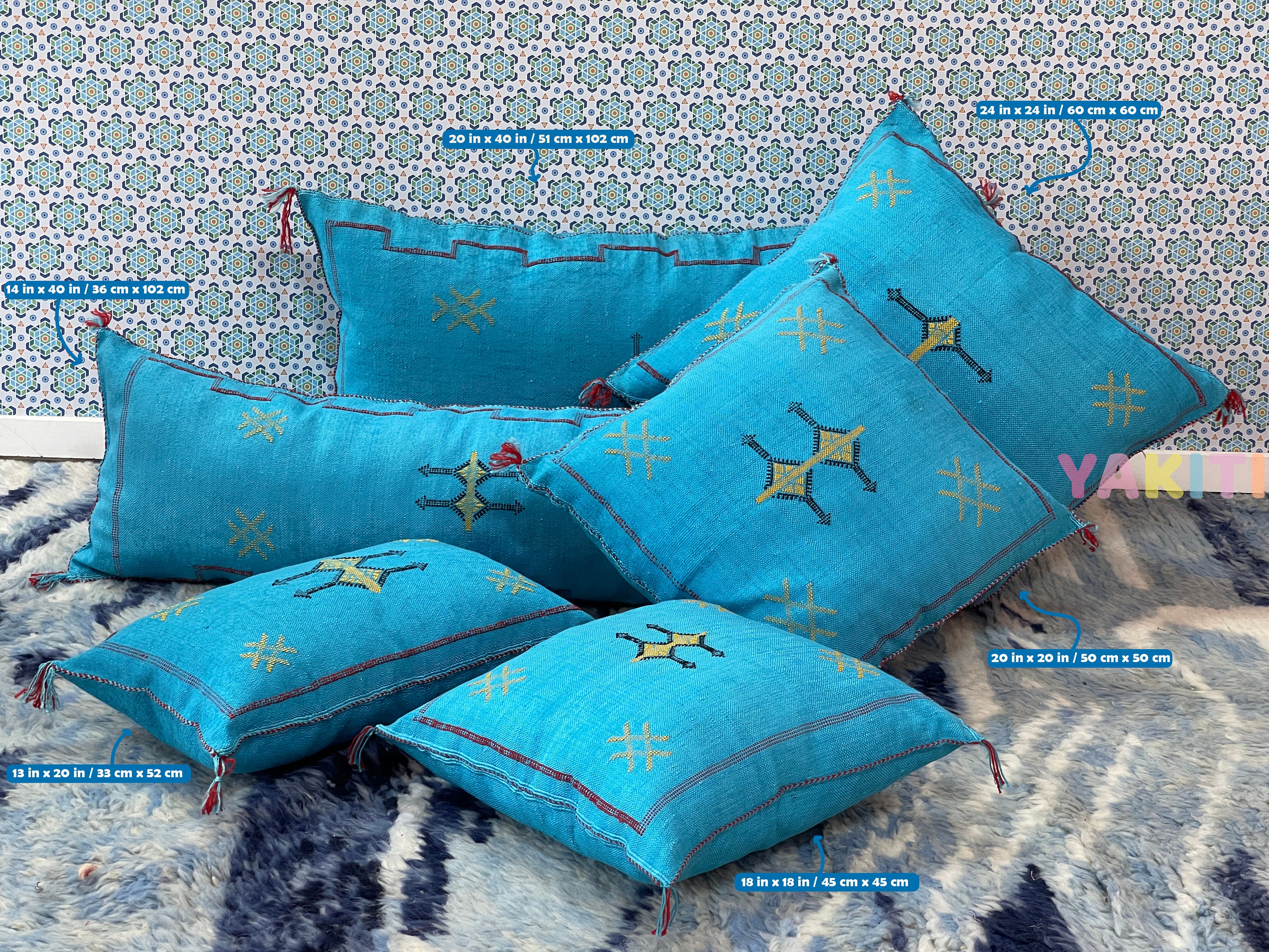 Yakiti-blue Pack Moroccan Pillows,aka Cactus Silk Pillow