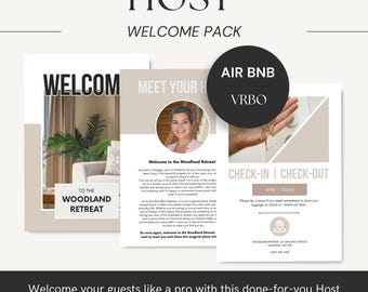 Host Welcome Pack for Airbnb and VRBO | Editable Canva Signs | Printable Guest Info House Rules WiFi Checkout Kitchen and More