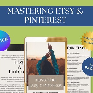 Beherrsche Etsy und Pinterest für Verkäufer digitaler Produkte simsalaSEO-Strategie Inhaltsplaner bearbeitbares Canva-Arbeitsbuch für passive Verkäufe