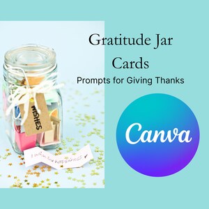 de reconnaissance en pot de gratitude | 56 notes imprimables quotidiennes sur l'état d'esprit pour le bien-être et les soins personnels | Affirmations positives modifiables sur toile