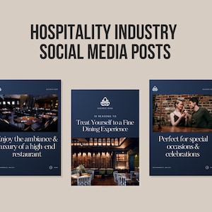 Luxury Hotel Social Media Templates Canva Bundle for Hospitality Restaurants Editable Instagram Posts for Hotels and Resorts