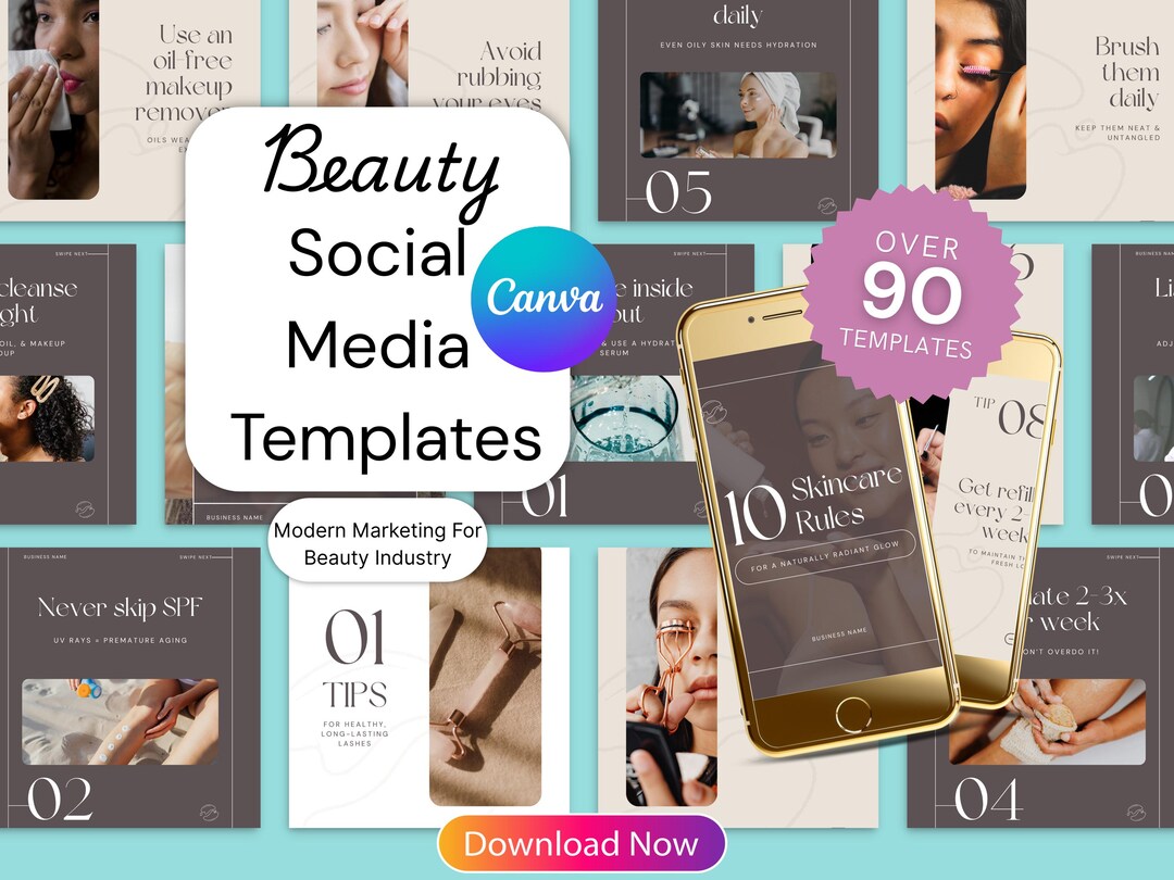 Beauty Industry Social Media Canva Templates for Makeup Artists ...