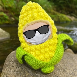 Crochet Doll Clothes Corn Outfit,Handmade Cosplay Costume for 17cm Doll,Funny Amigurumi Food Clothes,Gift for Kids or Collectors,No Doll