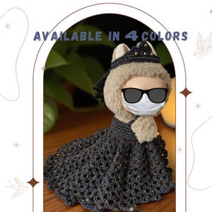 Crochet Doll Clothes Princess Outfit,Elegant Crochet Handmade Dress Set for 17cm Doll,Pearl Crown Veil and Dress Set,Gift for Kid,No Doll