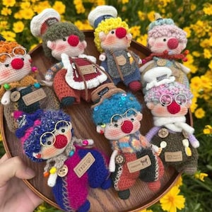 Handmade Crochet Clown Doll,Amigurumi Circus Plush Toy,Colorful Jester Gift,Cute Clown Decor for Kids Or Collectors,Crochet Toy Gift