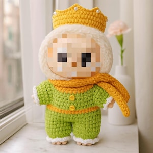 Handmade Crochet Doll Outfit,Fits 17cm Plush Dolls,Royal Crown Costume,Unique Crochet Clothes, Handmade Gift for Kids,No Doll