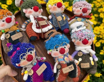 Handmade Crochet Clown Doll,Amigurumi Circus Plush Toy,Colorful Jester Gift,Cute Clown Decor for Kids Or Collectors,Crochet Toy Gift