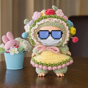 Crochet Doll Clothes,Kawaii Outfit Designed For 17cm Dolls,Handmade Crochet Set,Hat and Dress Set ,Gifts For Kids,No Doll