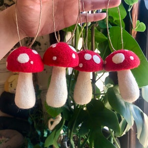 Red Mushroom Ornament / Felted Toadstool Ornament
