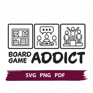 Board Game SVG PNG PDF | Game Board Addict | Board Game Shirt Enthusiast | Clipart for Cricut/Silhouette | Vector Cut File, Digital Download