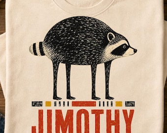 Cyfrowy szop pracz Jimothy PNG, zabawna grafika na koszulce z memem w stylu vintage