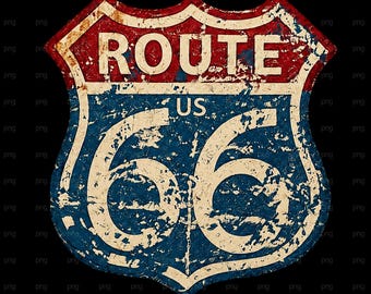 Descarga digital PNG Diseño de letrero vintage de la Ruta 66, PNG de viaje retro por la autopista 66, sublimación de camiseta de viaje por carretera en EE. UU.