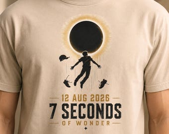 Digitale Sonnenfinsternis Shirt Design, 12 August 2026 Eclipse Png, 7 Sekunden Wunder, Celestial Graphic Tee Png