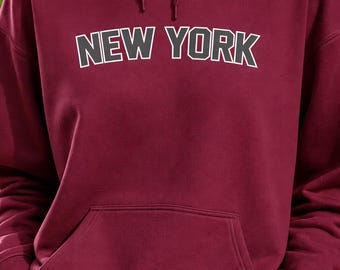Bluza z kapturem New York, bluza z kapturem w stylu uniwersyteckim, luźna bluza w stylu streetwear, minimalistyczna bluza z kapturem z grafiką NYC, prezent unisex