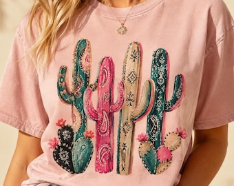 PNG de cactus digital, imágenes prediseñadas del desierto bohemio, diseño de sublimación de cactus occidentales, arte de plantas del suroeste, PNG de vaquera