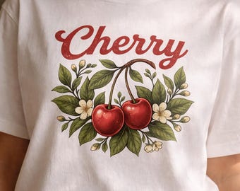 Cherry Shirt Vintage Botanical Tee, Retro Fruit Graphic T-Shirt, Cute Summer Cherry Tee, Cottagecore Gift for Women