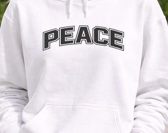 Bluza z kapturem Peace, różowa estetyczna bluza z kapturem, minimalistyczna bluza streetwearowa, urocza, oversize'owa bluza unisex, bluza z kapturem z pozytywnym cytatem