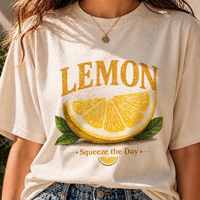 Lemon T-Shirt Squeeze The Day Shirt Cute Aesthetic Fruit Tee Vintage Lemon Graphic Shirt Summer Outfit Gift for Her image 1