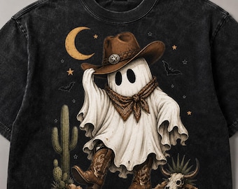 Digital Western Ghost PNG, Cowboy Halloween Sublimation, Spooky Desert Shirt Design