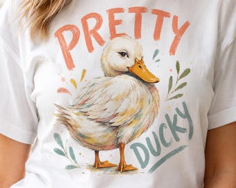 Descarga digital de un lindo patito en formato PNG, diseño de sublimación de un pato adorable, camiseta de pato en acuarela, camiseta de animales de granja en formato PNG.