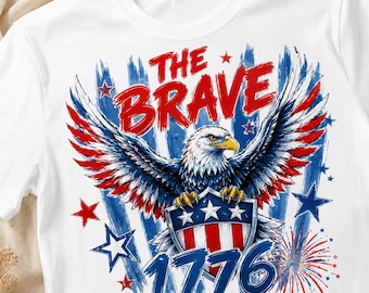 Descarga digital The Brave 1776 PNG, diseño de sublimación de águila patriótica, camiseta del 4 de julio, USA Freedom File