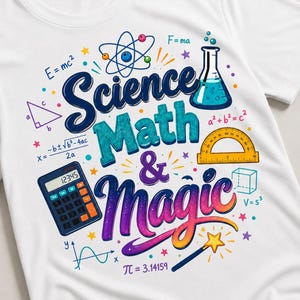 Science Math Magic Shirt PNG, Back To School Teacher Tee Design, STEM Classroom Sublimation, Math Science Digital Download Clipart Printable