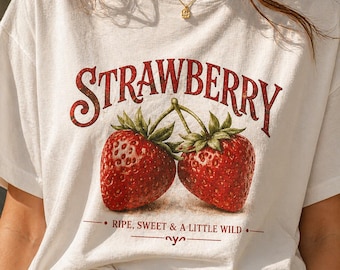 Strawberry T-Shirt Vintage Strawberry Shirt Cute Aesthetic Fruit Tee Sweet Wild Shirt Summer Graphic Tee Gift for Her