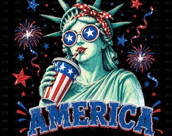 Descarga digital PNG, diseño de camiseta de la Estatua de la Libertad de Estados Unidos, sublimación patriótica del 4 de julio, camiseta de EE. UU. PNG