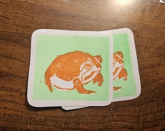 Linocut Grumpy Frog Sticker