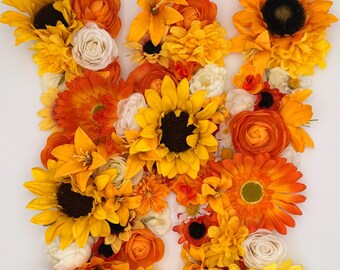 Custom Floral Letter, Personalized Flower Initial, Handmade Nursery Decor, Newborn Gift, Monogram Wall Art, Artificial Floral Letter