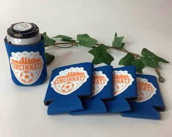 Cincinnati Skyline Insulated Can Holder, Soccer Can Holder Slim Can Can Holder, Beer Can Holder, Sports, Cincinnati Soccer, Drink Holder